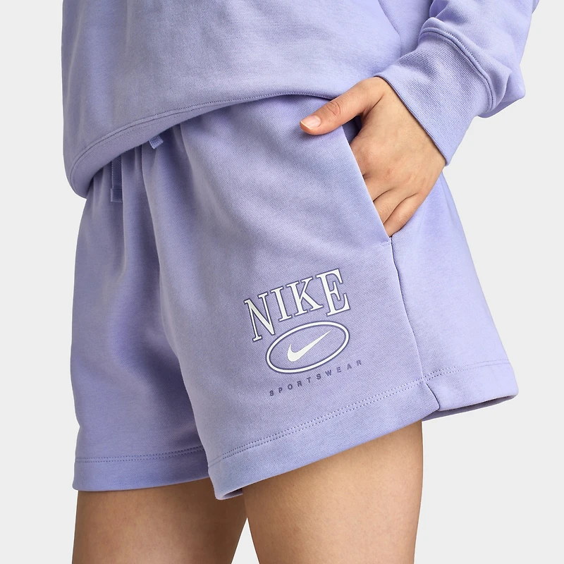 Nike Sportswear Women's Club Fleece Mid Rise 4" Graphic Shorts / Lilac Ice