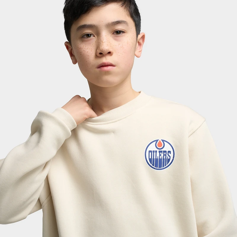 Mitchell & Ness Chandail en molleton NHL Bulletin pour enfants Oilers / Crème