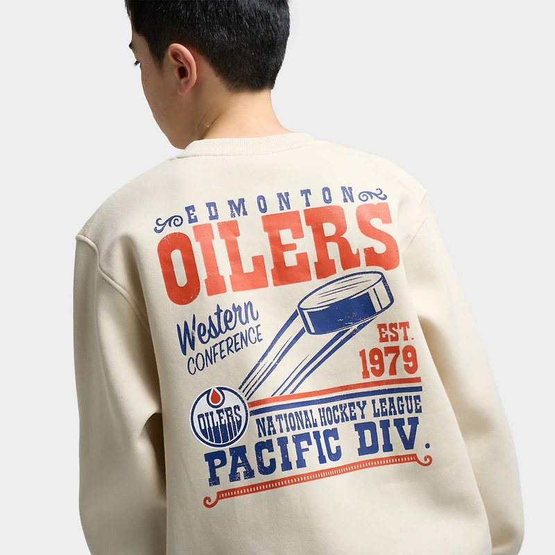 Mitchell & Ness Chandail en molleton NHL Bulletin pour enfants Oilers / Crème