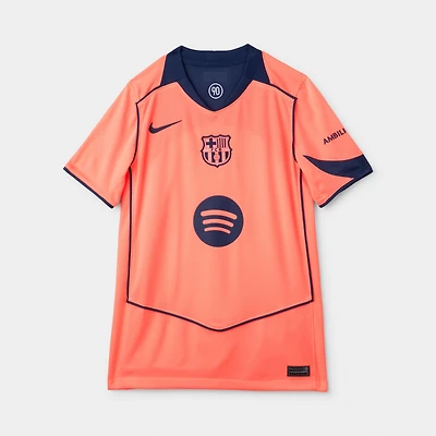 Nike Juniors' FCB 25/26 Jersey Stad 3R Bright Mango / Midnight Navy