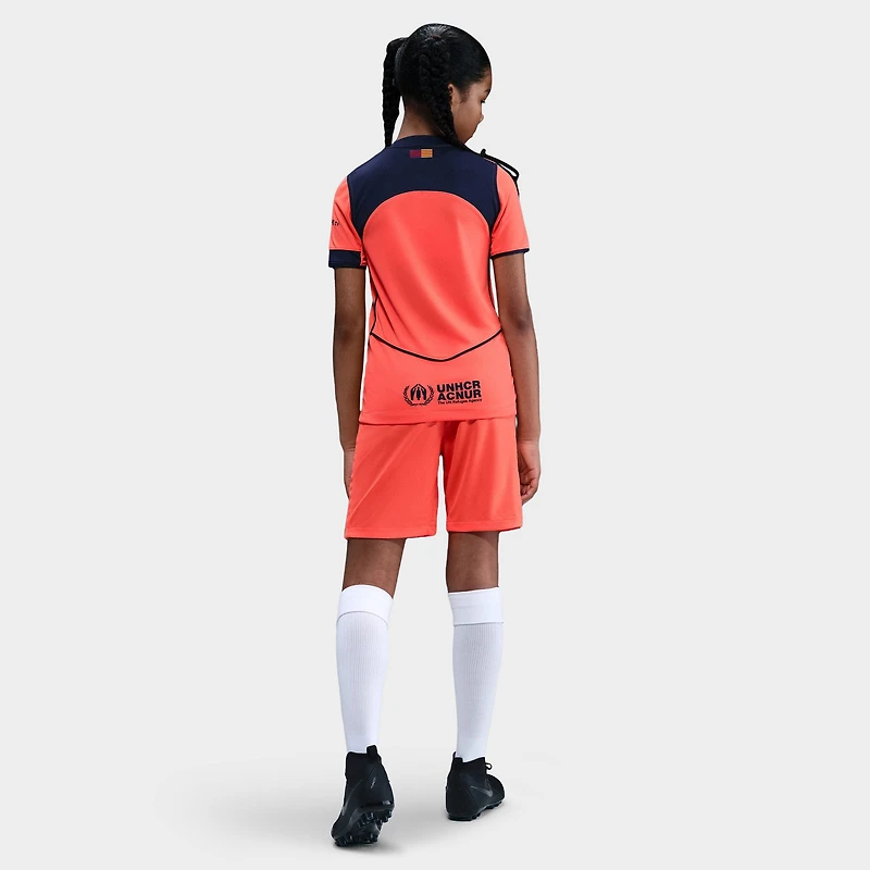 Nike Juniors' FCB 25/26 Jersey Stad 3R Bright Mango / Midnight Navy