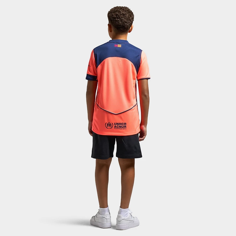 Nike Juniors' FCB 25/26 Jersey Stad 3R Bright Mango / Midnight Navy