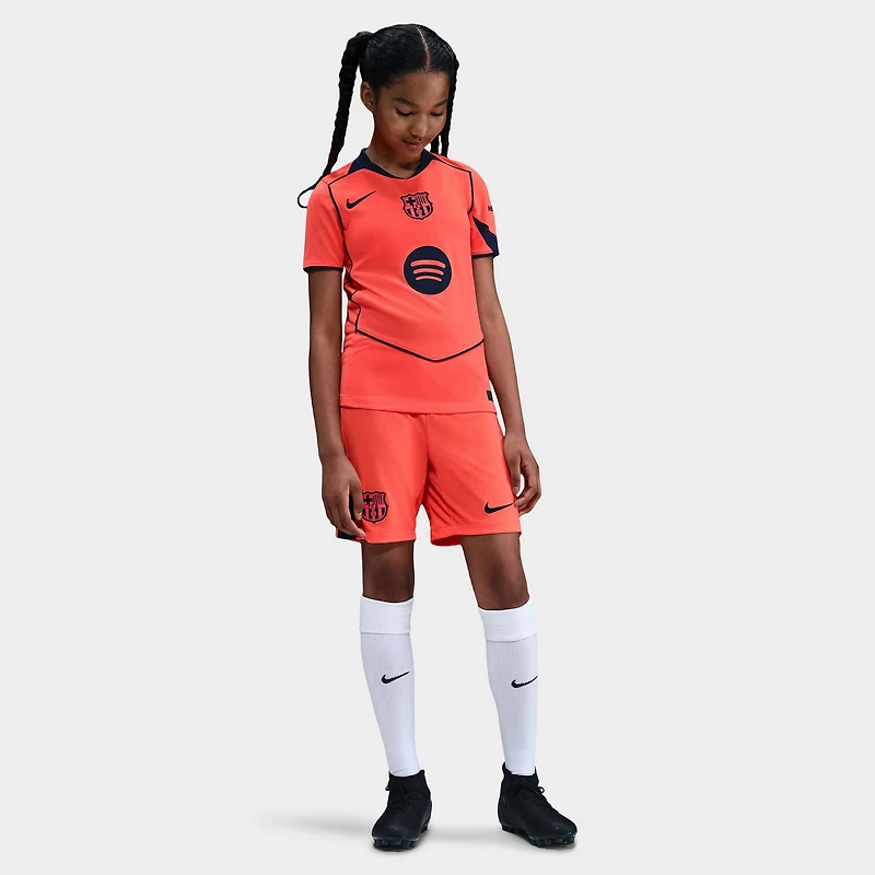 Nike Juniors' FCB 25/26 Jersey Stad 3R Bright Mango / Midnight Navy