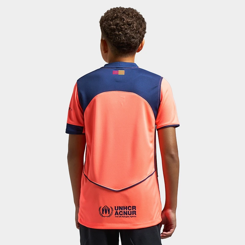 Nike Juniors' FCB 25/26 Jersey Stad 3R Bright Mango / Midnight Navy