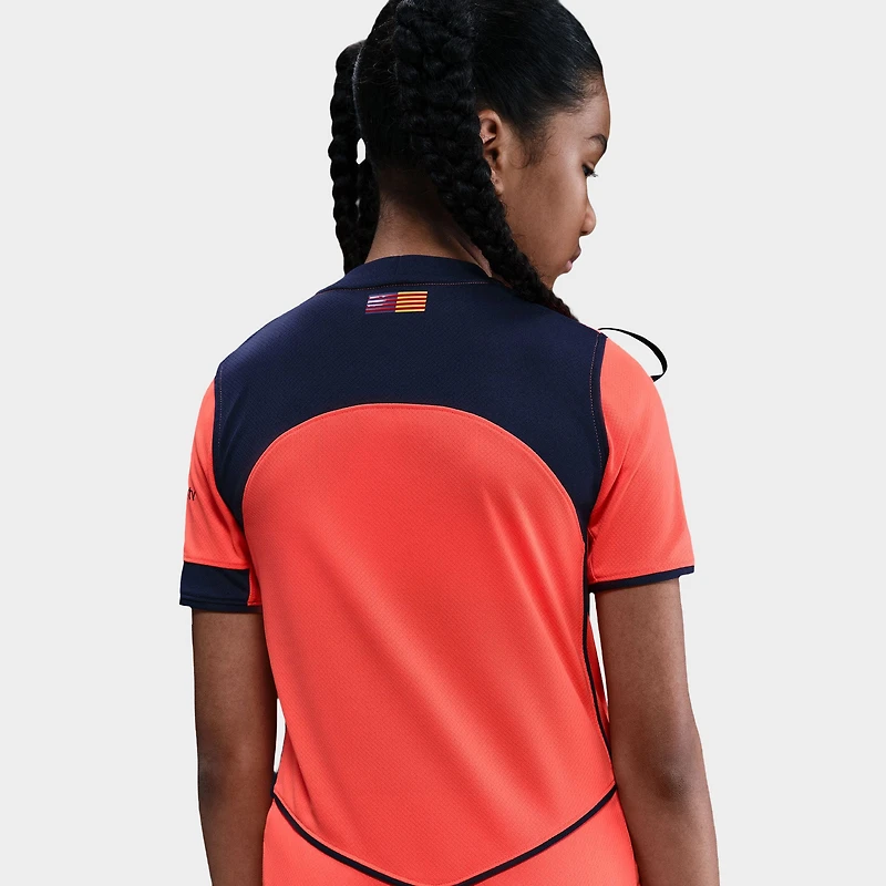 Nike Juniors' FCB 25/26 Jersey Stad 3R Bright Mango / Midnight Navy