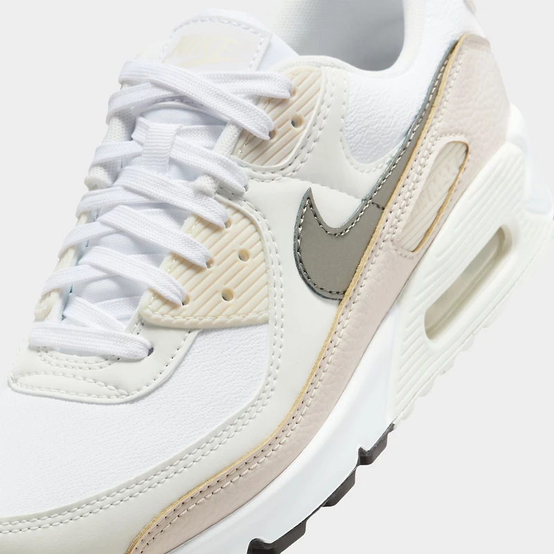 Nike Women's Air Max 90 White / Flat Pewter - Light Orewood Brown