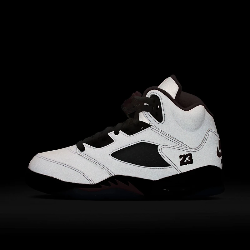 Jordan 5 Rétro GS Blanc / Rose moyen - Noir
