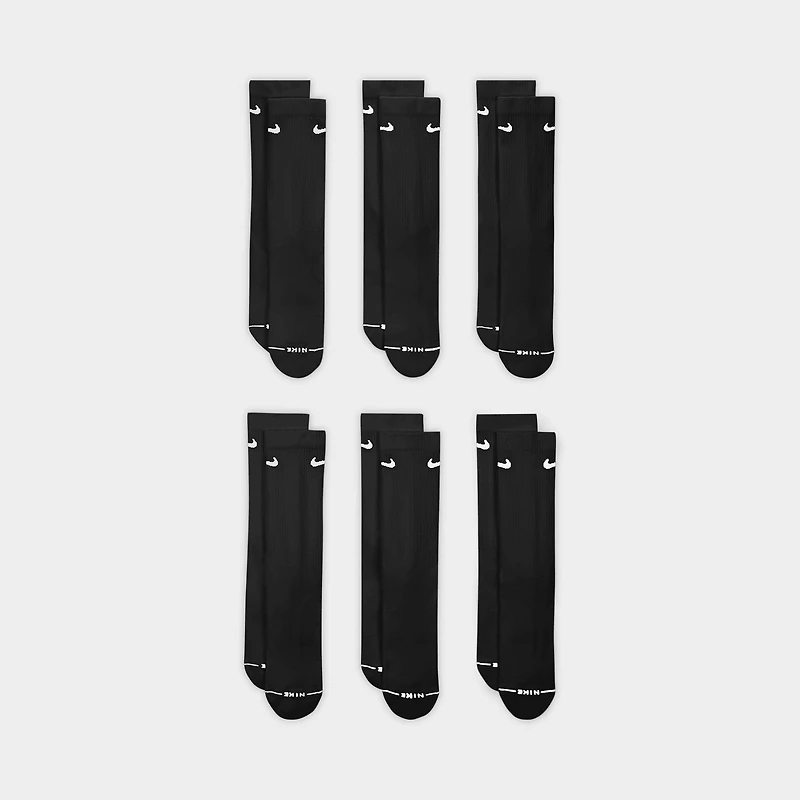 Nike Everyday Elevated Crew Socks (6-Pack) Black / White