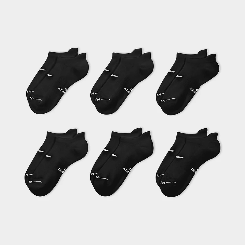Nike Everyday Elevated No Show Socks (6 Pack) Black/ White