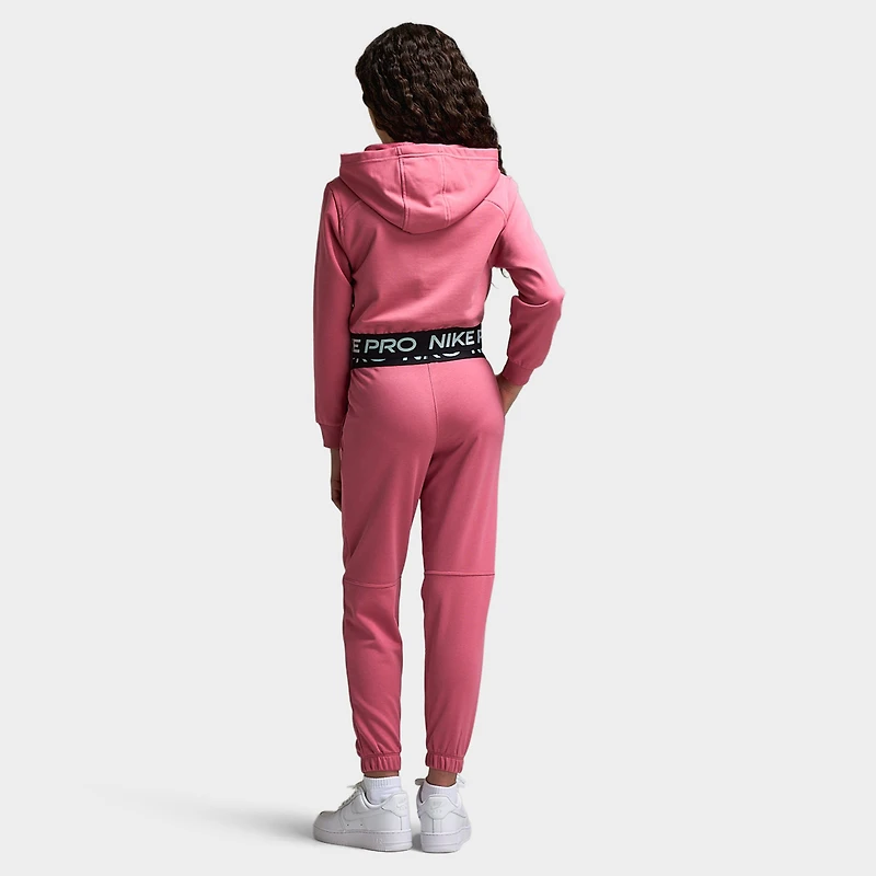 Nike Pro Juniors' Full Zip Fleece Hoodie Peony / - Black