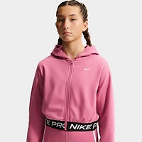 Nike Pro Juniors' Full Zip Fleece Hoodie Peony / - Black