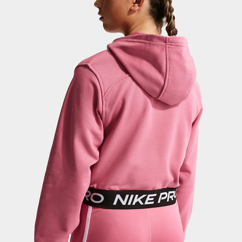 Nike Pro Juniors' Full Zip Fleece Hoodie Peony / - Black