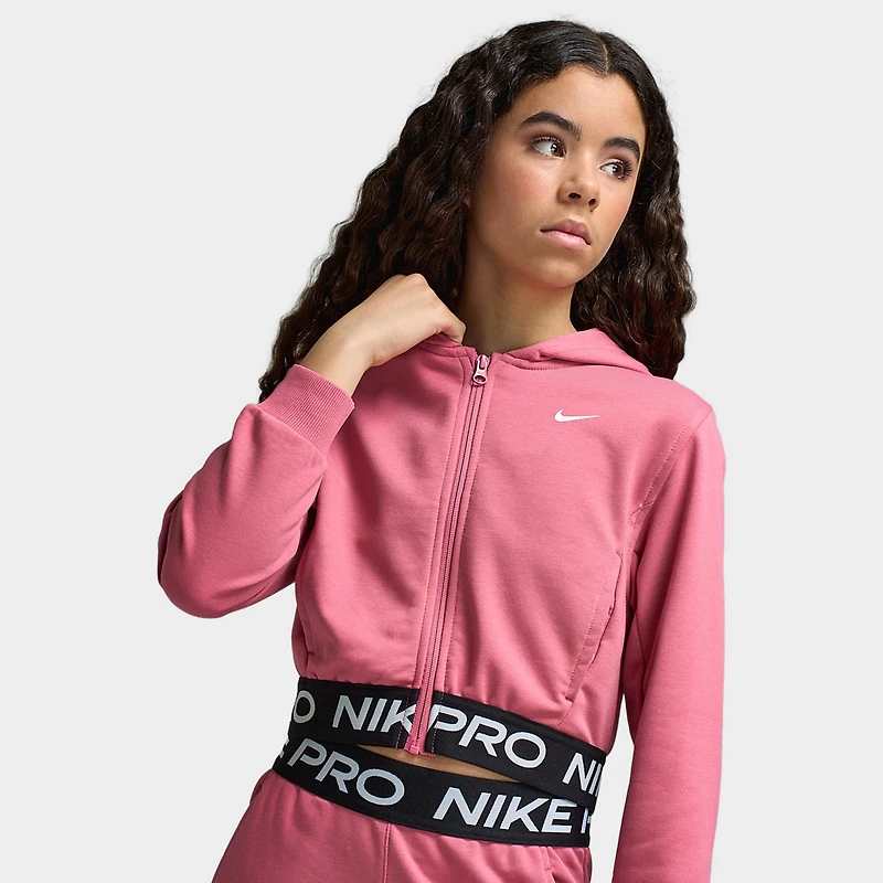 Nike Pro Juniors Chandail à Capuche Zippé en polaire Pivoine / - Noir