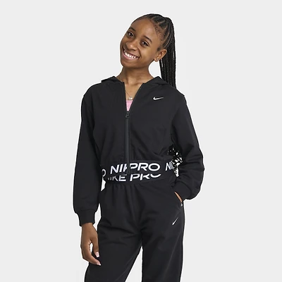 Nike Pro Junior Girls' Dri-FIT Full Zip Fleece Hoodie Black /