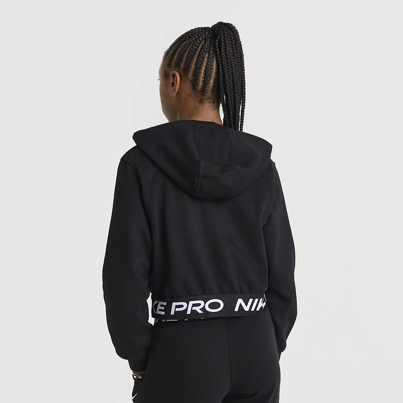 Nike Pro Junior Girls' Dri-FIT Full Zip Fleece Hoodie Black /