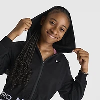 Nike Pro Junior Girls' Dri-FIT Full Zip Fleece Hoodie Black /