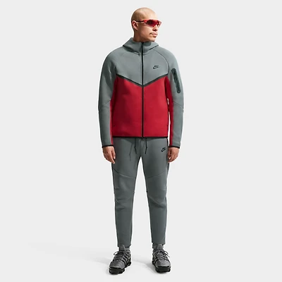 Nike Tech Fleece Full Zip Hoodie Smoke Grey / Fire Red Black