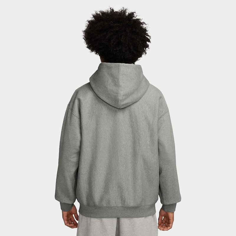 Nike Solo Swoosh Fleece Full-Zip Hoodie Dark Grey Heather / White