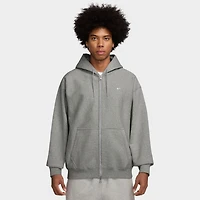 Nike Solo Swoosh Fleece Full-Zip Hoodie Dark Grey Heather / White