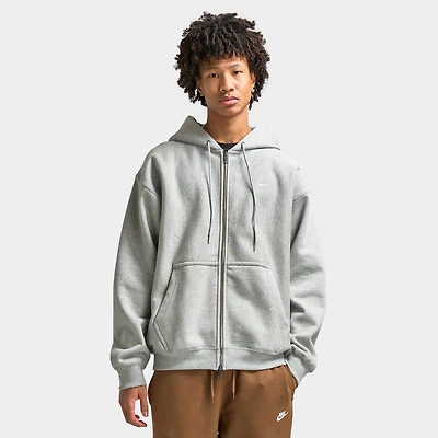 Nike Solo Swoosh Fleece Full-Zip Hoodie Dark Grey Heather / White