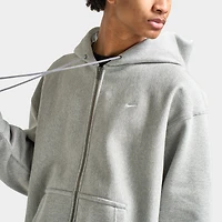 Nike Solo Swoosh Fleece Full-Zip Hoodie Dark Grey Heather / White