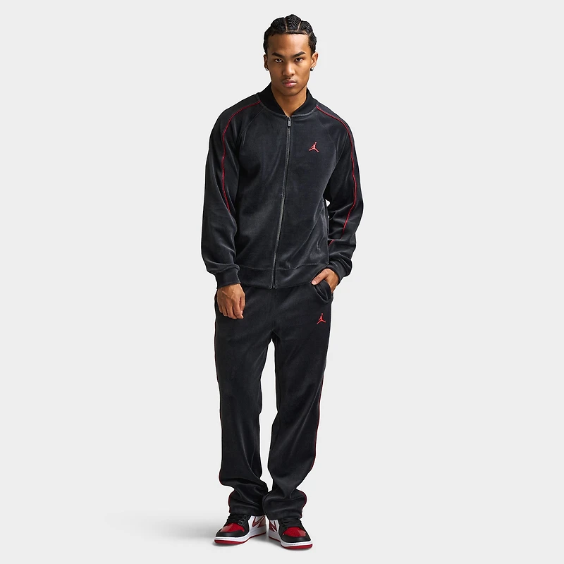 Jordan Brooklyn Men's Velour Track Jacket Black / Gym Red