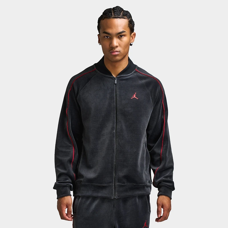 Jordan Brooklyn Men's Velour Track Jacket Black / Gym Red