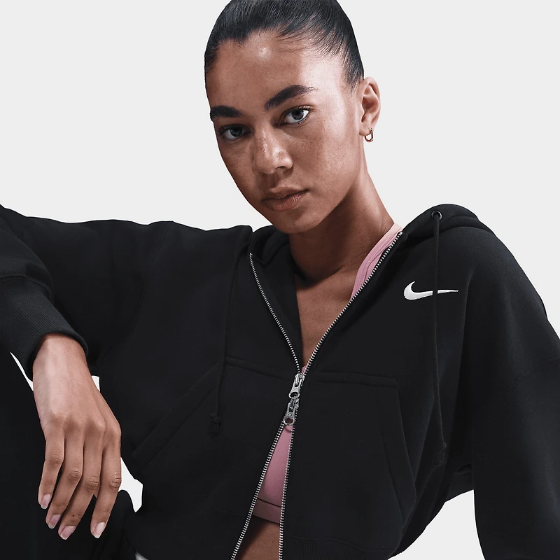 Nike Sportswear Phoenix Fleece Chandail à capuche court zippé pour femmes / Noir