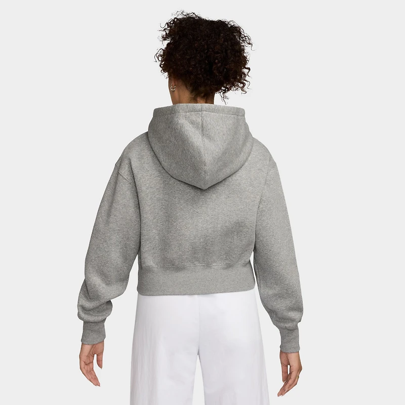 Nike Sportswear Phoenix Fleece Loose Crop Full Zip Hoodie Grey Heather / Sail