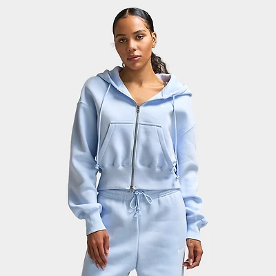 Nike Sportswear Femmes Phoenix Polaire Chandail à capuche Zourt Zippé Bleu Hydrogène / Voile