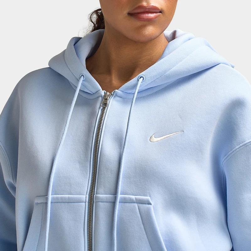 Nike Sportswear Women's Phoenix Fleece Crop Full-Zip Hoodie / Hydrogen Blue Sail