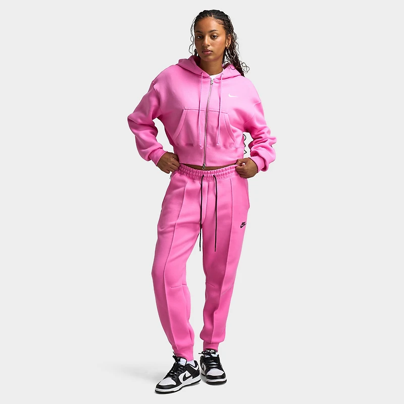 Nike Sportswear Women's Phoenix Fleece Loose Crop Full Zip Hoodie Playful Pink / Sail