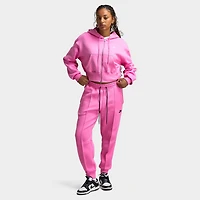 Nike Sportswear Women's Phoenix Fleece Loose Crop Full Zip Hoodie Playful Pink / Sail