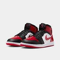 Jordan 1 Mid Noir / Rouge - Blanc