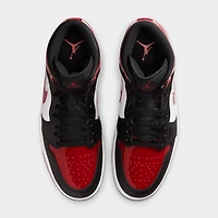 Jordan 1 Mid Noir / Rouge - Blanc