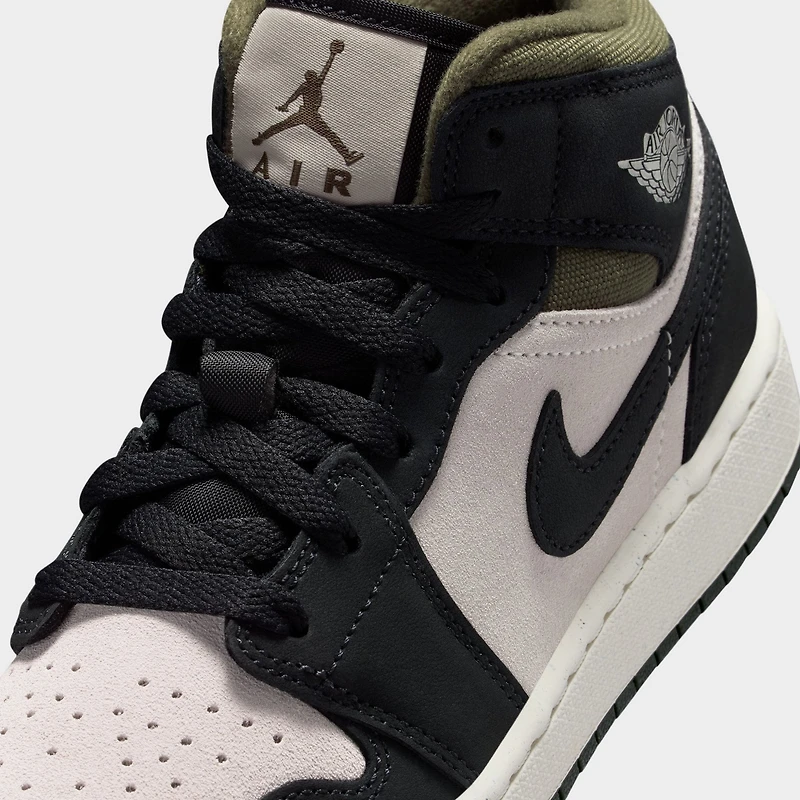 Jordan 1 Mid SE GS Clair Orewood Brun / Noir cassé - Olive moyen