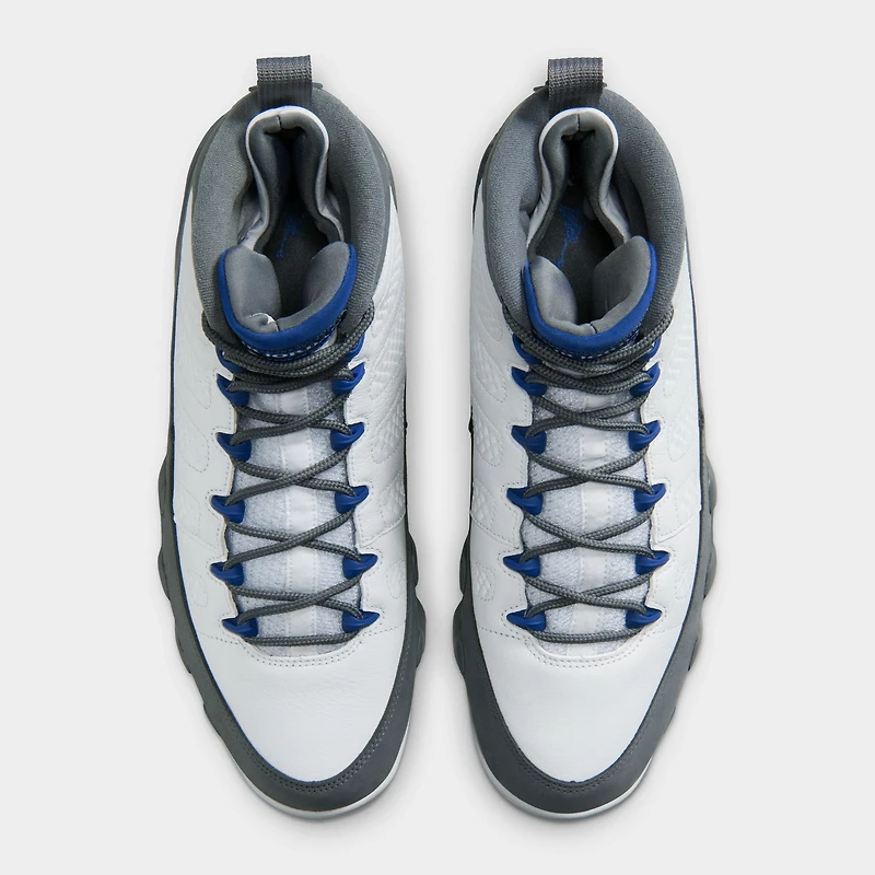 Jordan 9 Retro blanc / Bleu français - Gris silex