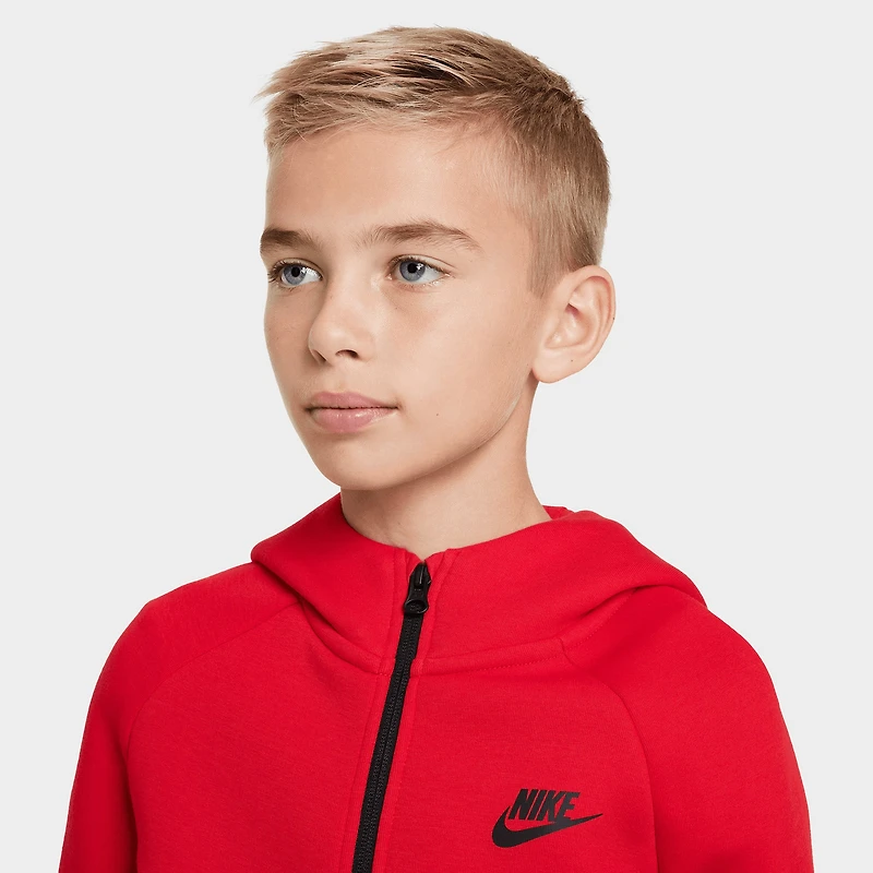 Nike Sportswear Tech Fleece Junior à fermeture éclair intégrale / Rouge universitaire