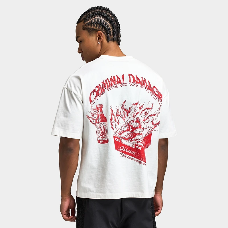 Criminal Damage Hot Wings t-shirt / Écru Rouge