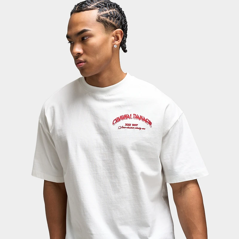 Criminal Damage Hot Wings T-shirt / Ecru Red