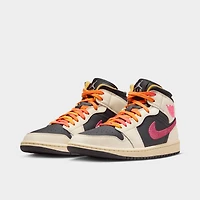 Jordan 1 Mid SE Femme Ivoire pâle / Rose coureur - Noir