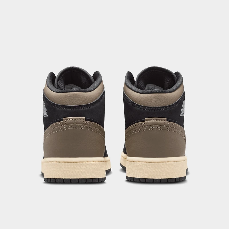 Jordan 1 Mid SE GS Noir / Gris Olive - Mangue sauvage clair