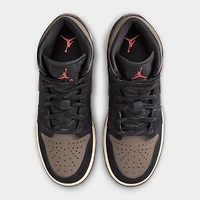Jordan 1 Mid SE GS Black / Olive Grey - Light Wild Mango