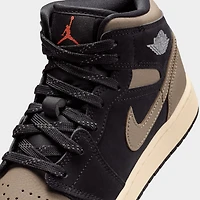 Jordan 1 Mid SE GS Noir / Gris Olive - Mangue sauvage clair