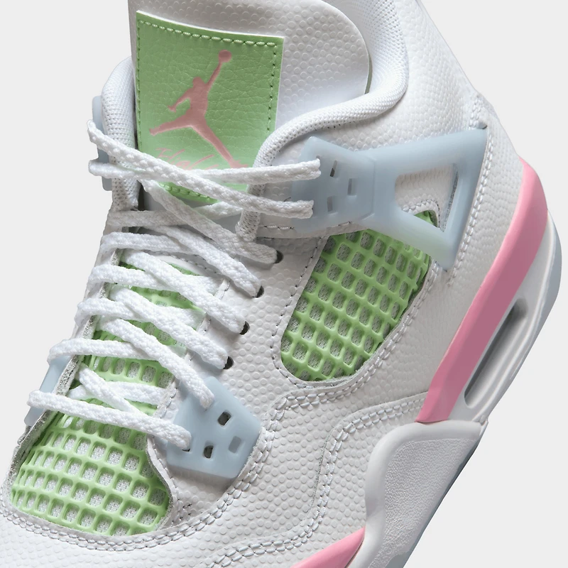 Jordan 4 Rétro GS Blanc / Rose moyen doux - Demi-bleu