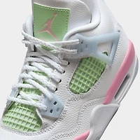 Jordan 4 Rétro GS Blanc / Rose moyen doux - Demi-bleu