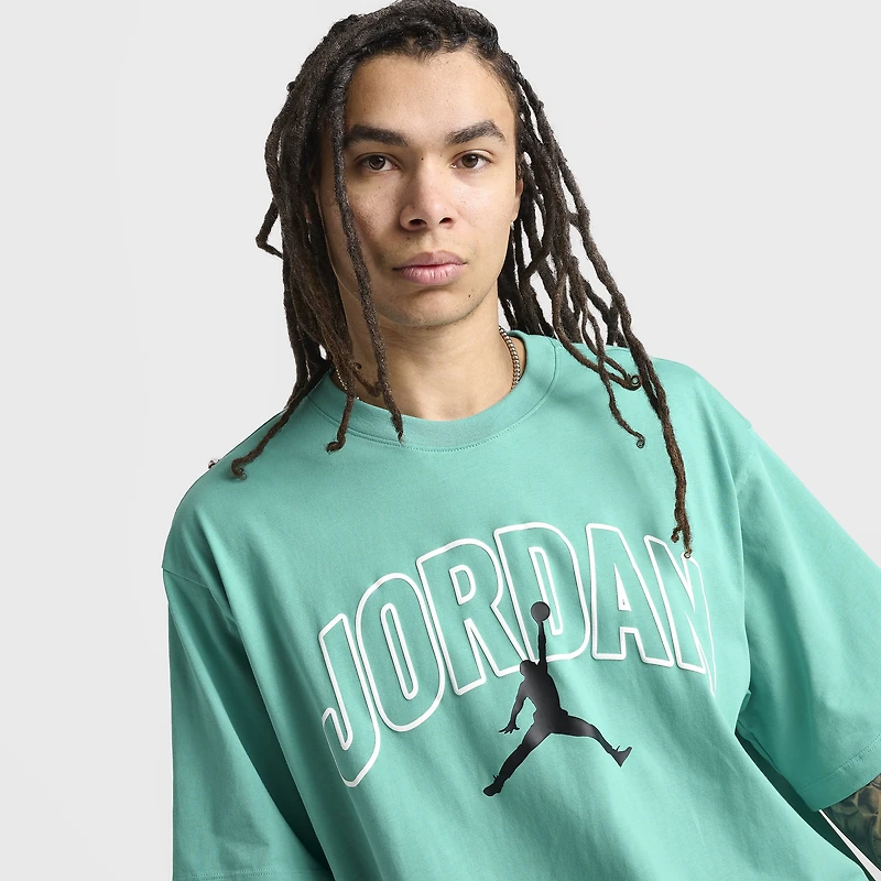 Jordan Brooklyn Arch Logo Graphic T-Shirt Washed Teal / White - Black