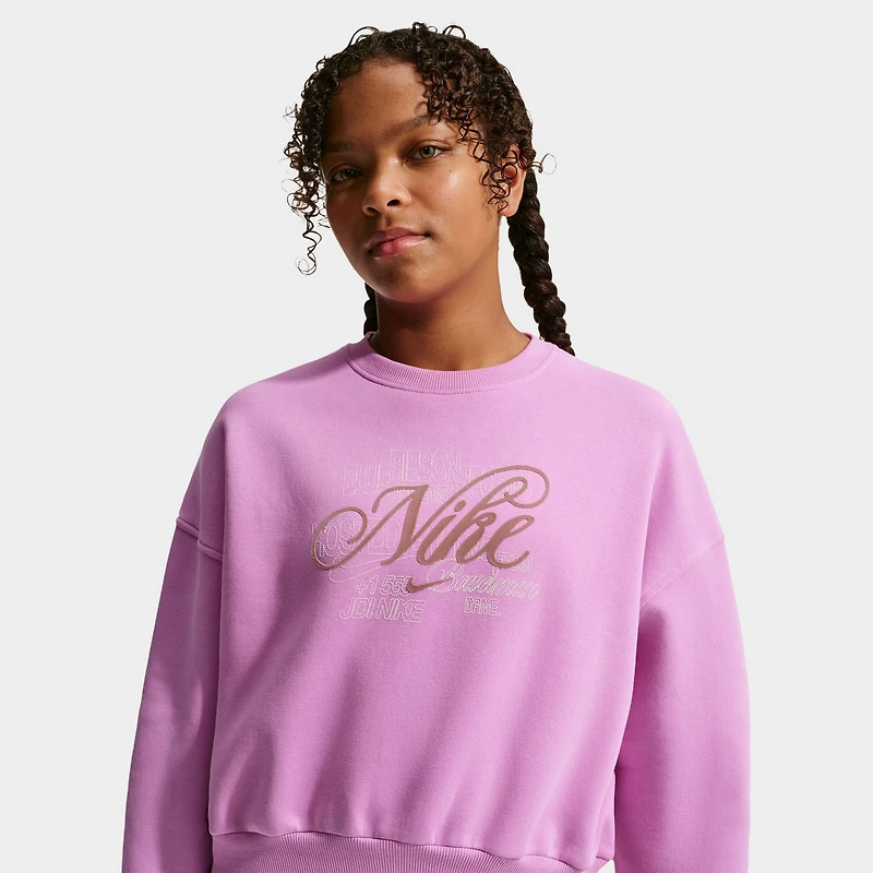 Nike Sportswear chandail à capuche junior Club Fleece Boxy Crew / Magenta clair