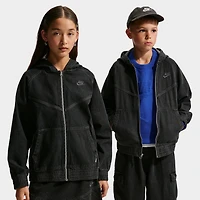 Nike Juniors' Denim Full-Zip Hooded Jacket Black / Anthracite