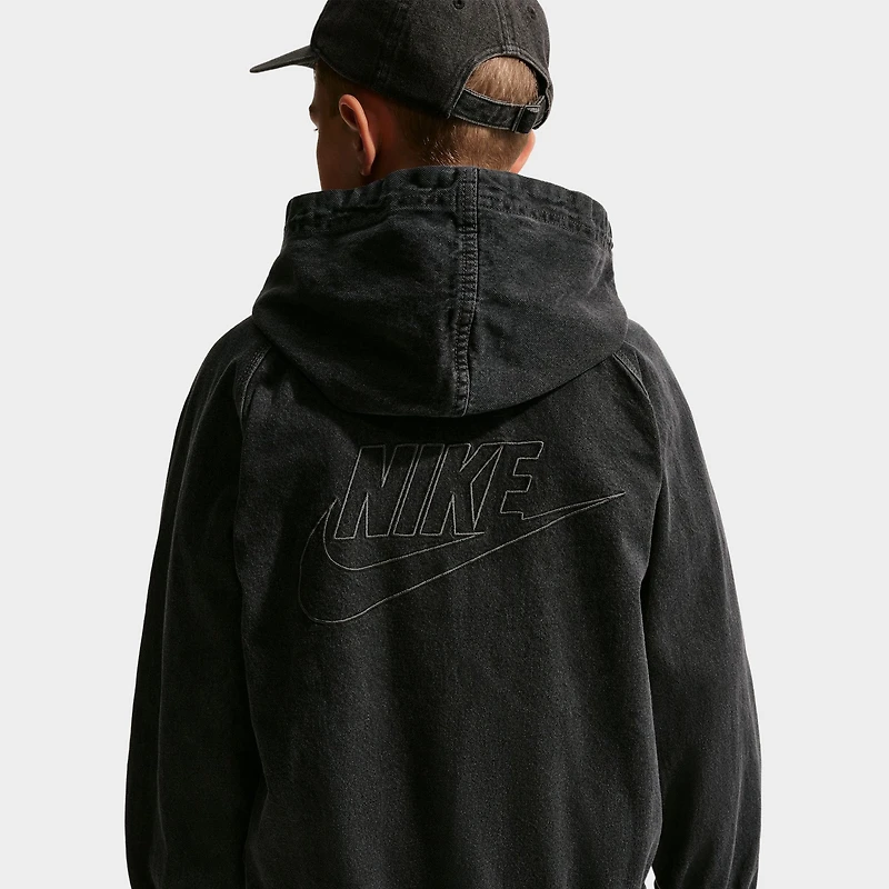 Nike Junior Veste à capuchon entièrement zippée en jean Garçon Noir / Anthracite